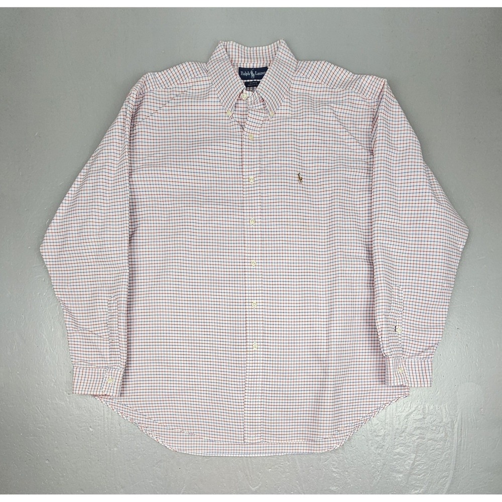 Vintage Polo Ralph Lauren Button Down Shirt Mens XL Blake Checkered Red Blue L/S